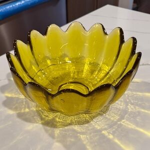 large Blenko Lotus cadmium glass bowl